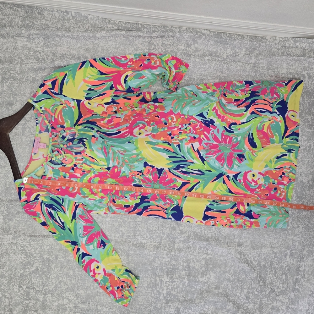Lilly Pulitzer Lilianna Printed Loop-Neck Dress Neon Casa Banana Small - Picture 6 of 8